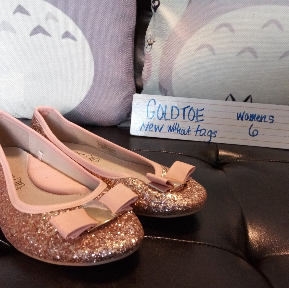 Gold Toe Rosegold Ballet Flats